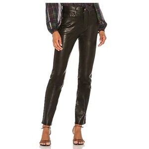 FRAME Le Sylvie Slender Straight Black‎ Leather Pants Size 32